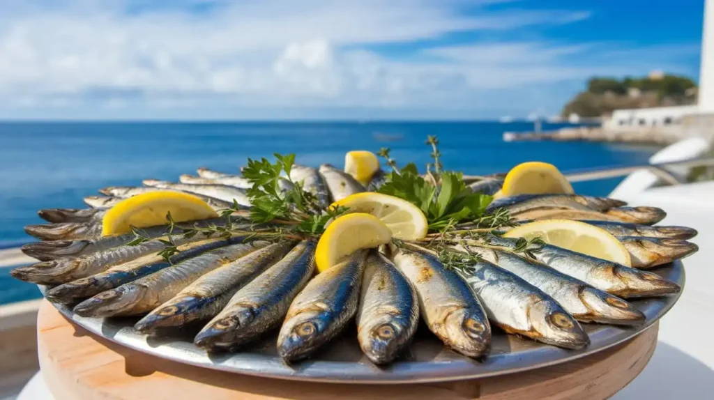 Grilled sardines with lemon and herbs