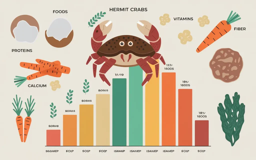 A diagram of essential nutrients in the hermit crab diet.
