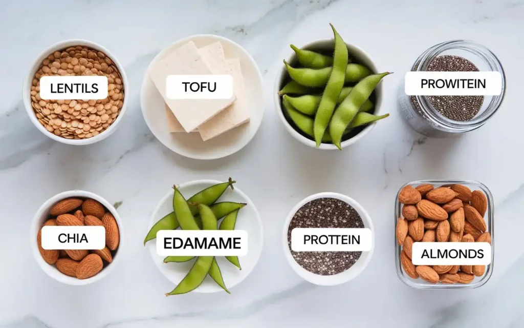 Top high protein vegetarian foods including legumes and tofu