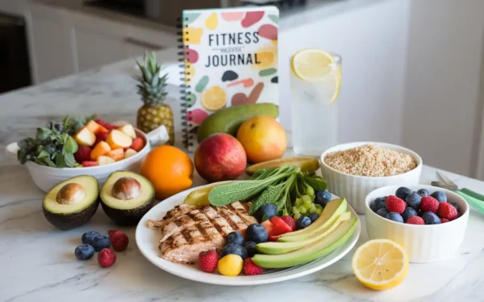 A vibrant display of fresh fruits, vegetables, and healthy meal portions highlighting the Hollywood Diet.