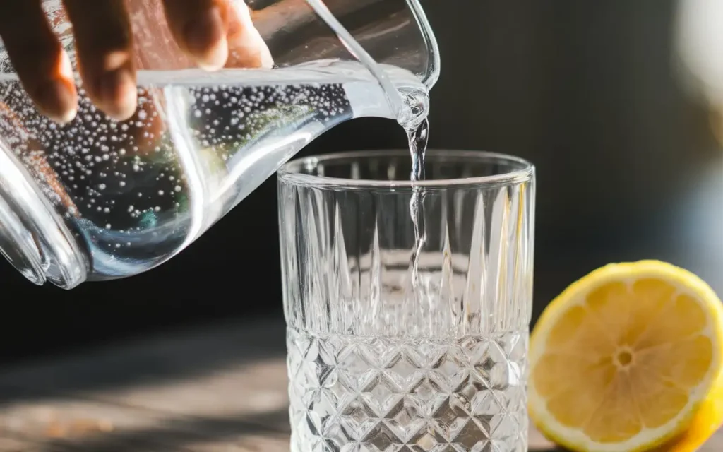 A person pouring water into a glass, emphasizing hydration in a long-term diet.