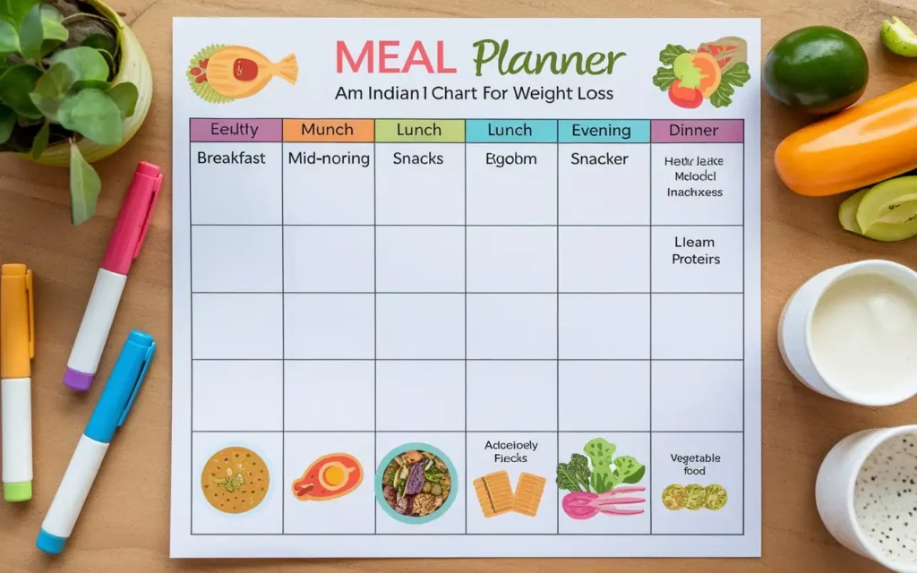 Weekly meal plan in Indian diet chart for weight loss