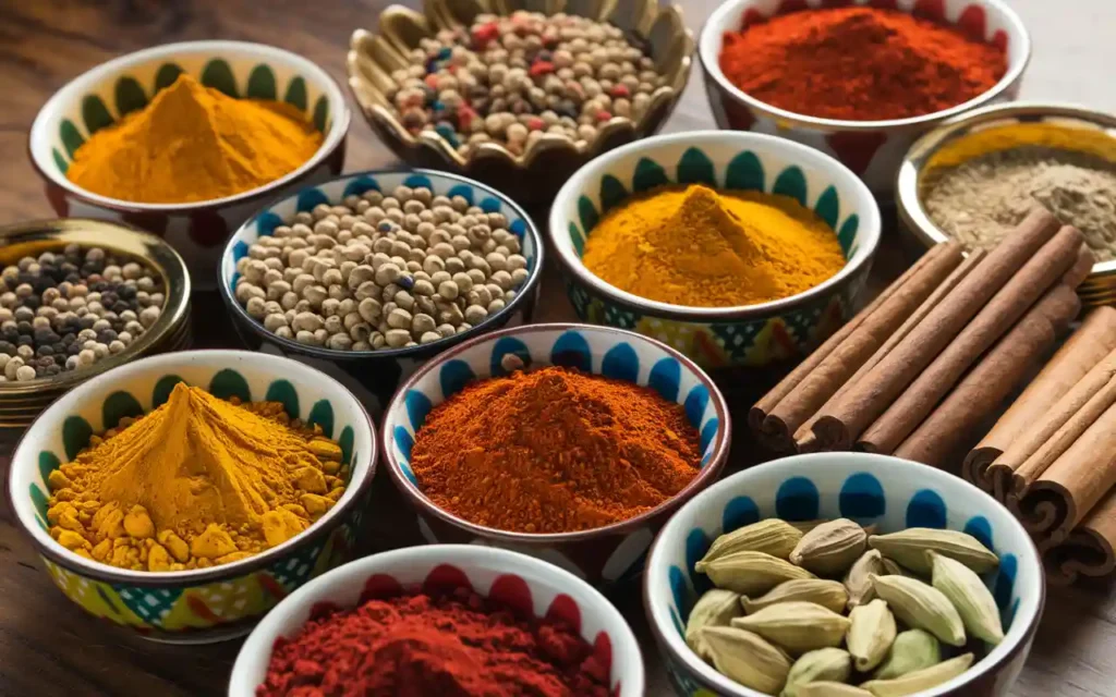 Indian spices used in the Indian weight loss diet for metabolism boost.
