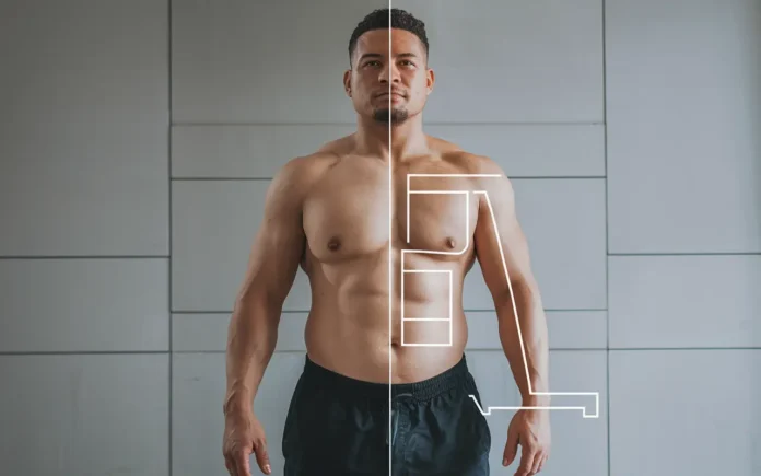 A side-by-side comparison of a person's transformation using intermittent fasting 18/6 before and after.