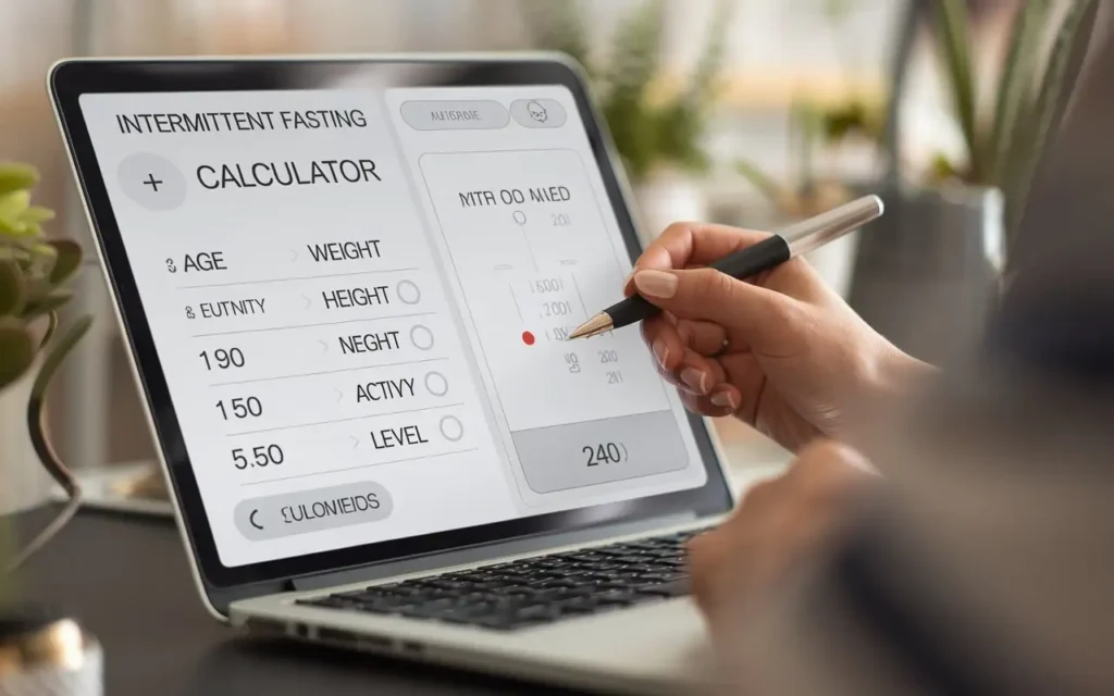 User inputting data into intermittent fasting calculator