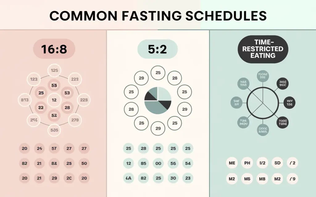 An infographic showing different intermittent fasting schedules for seniors.
