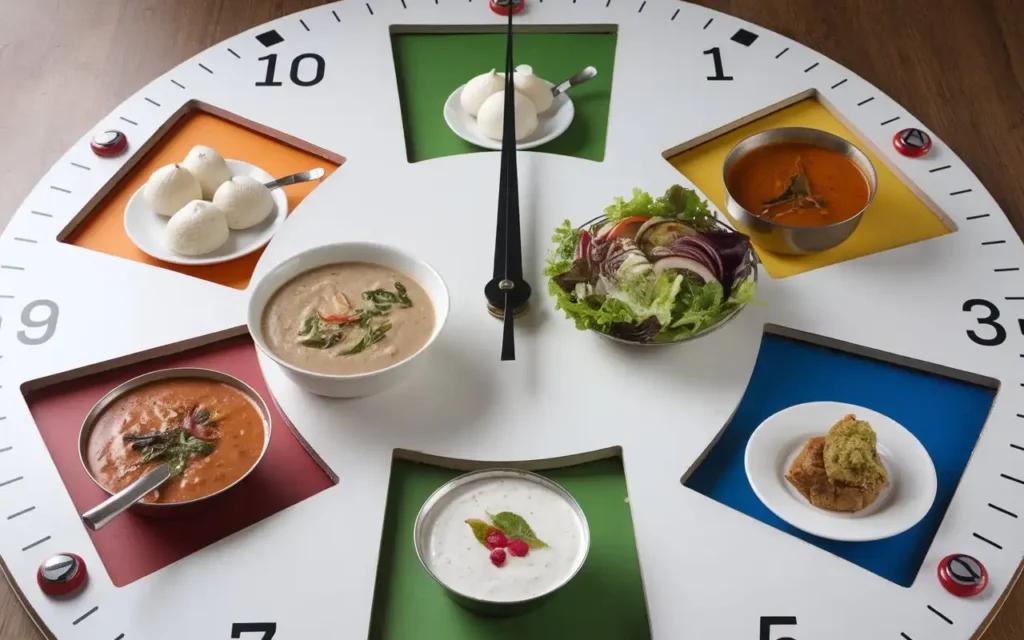 Indian meal plan with time slots for fasting methods