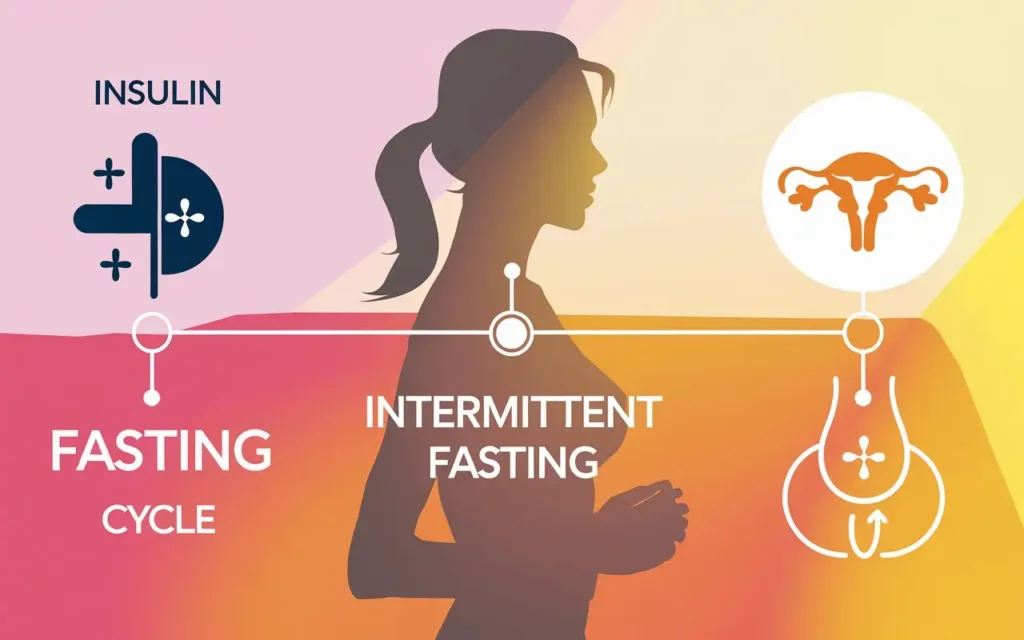 A medical illustration of the hormonal effects of intermittent fasting PCOS management