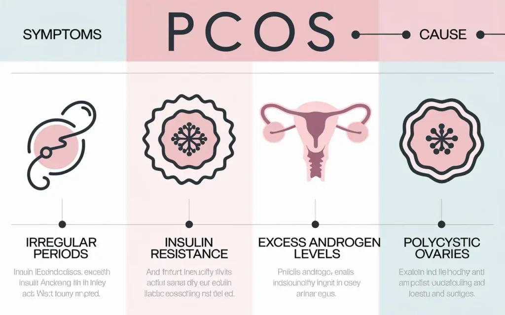 Diagram explaining PCOS and its symptoms