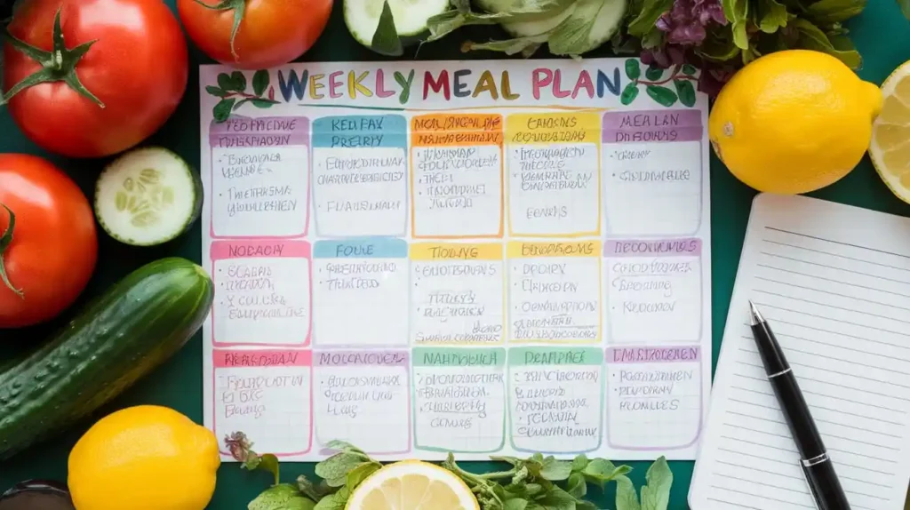 A weekly meal plan chart for the Joan MacDonald Diet.