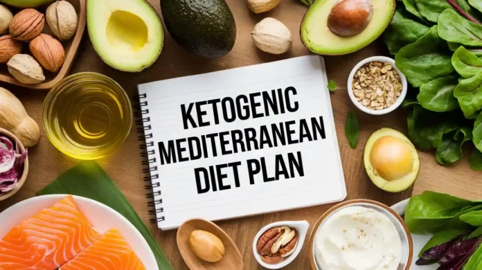 Overview of the ketogenic Mediterranean diet plan with fresh food