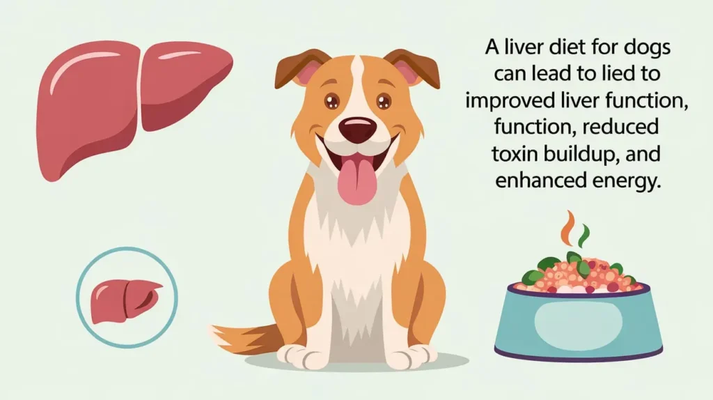 Diagram showcasing the benefits of a liver diet for dogs.
