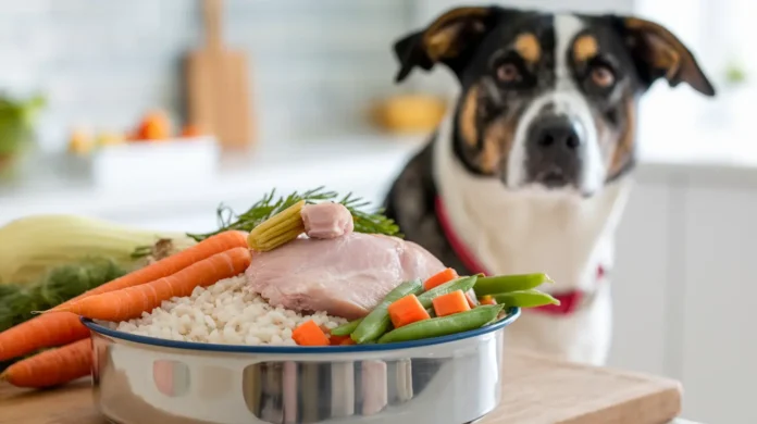 A balanced meal for dogs focusing on liver health