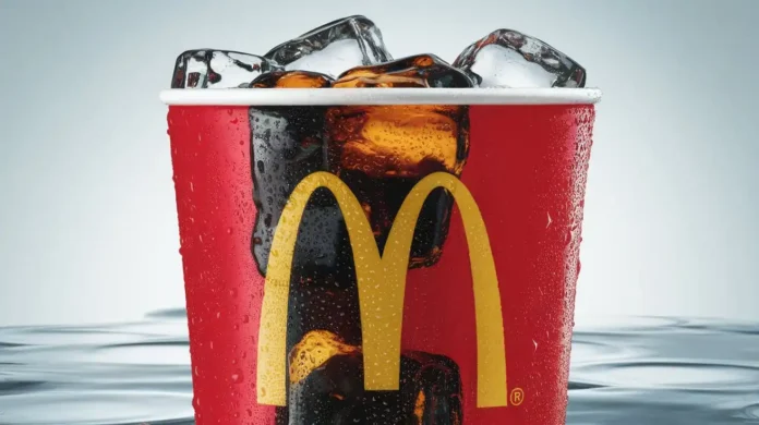 McDonald's iconic red cup filled with Diet Coke and ice