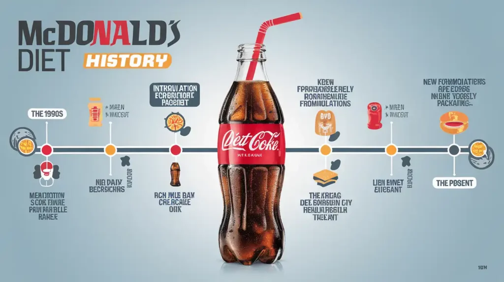 Historical timeline showing the evolution of McDonald's Diet Coke