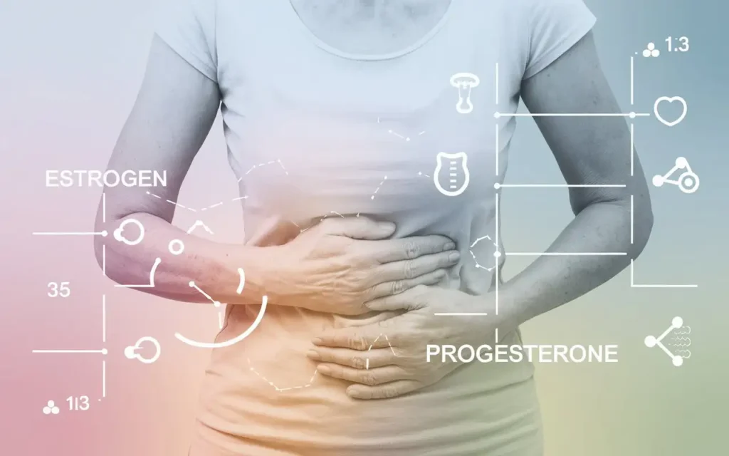 Illustration of a woman experiencing hormonal changes during menopause