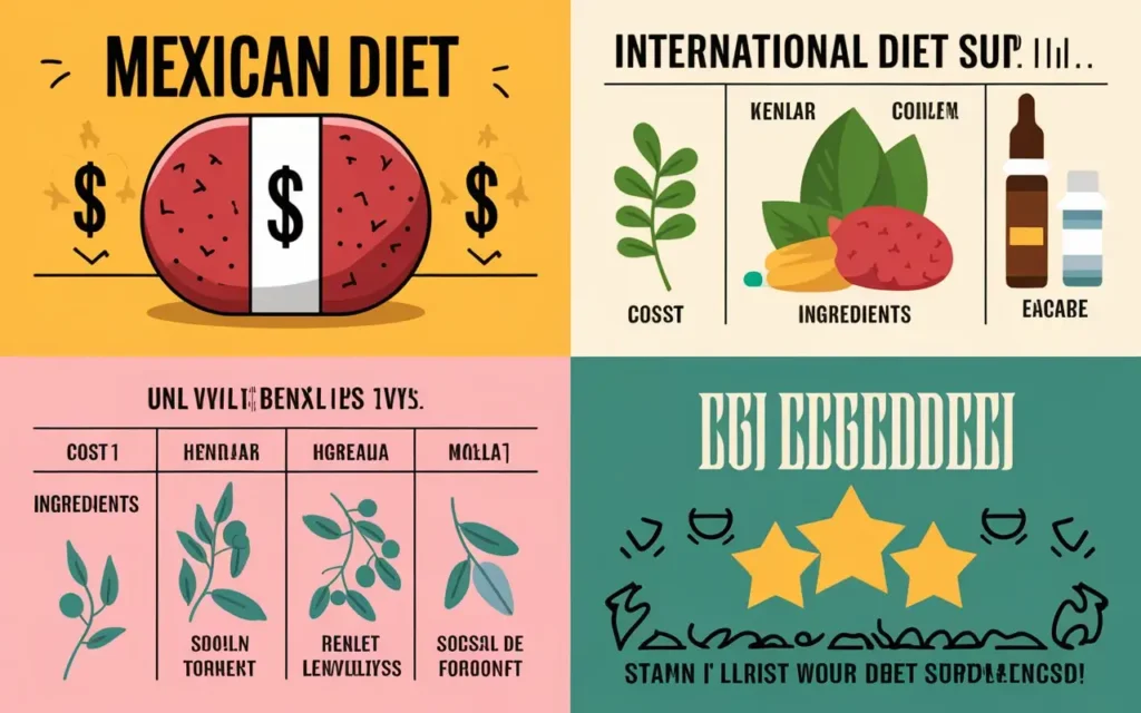 A comparison chart of Mexican diet pills and international brands