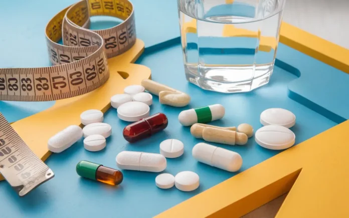 A colorful assortment of Mexican diet pills on a table