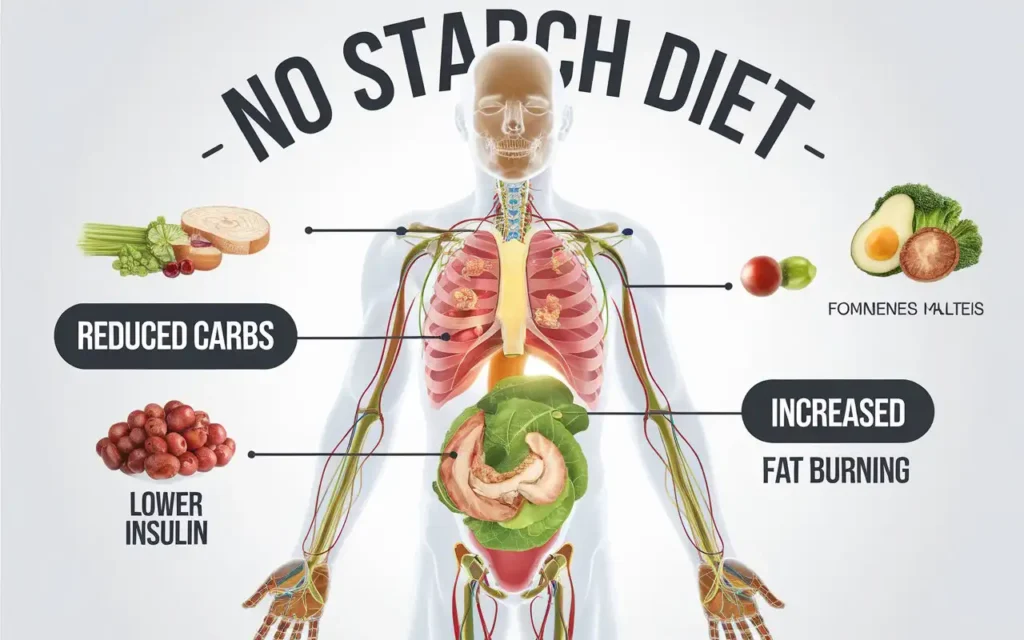 Visual breakdown of how the no starch diet shifts the body to fat-burning