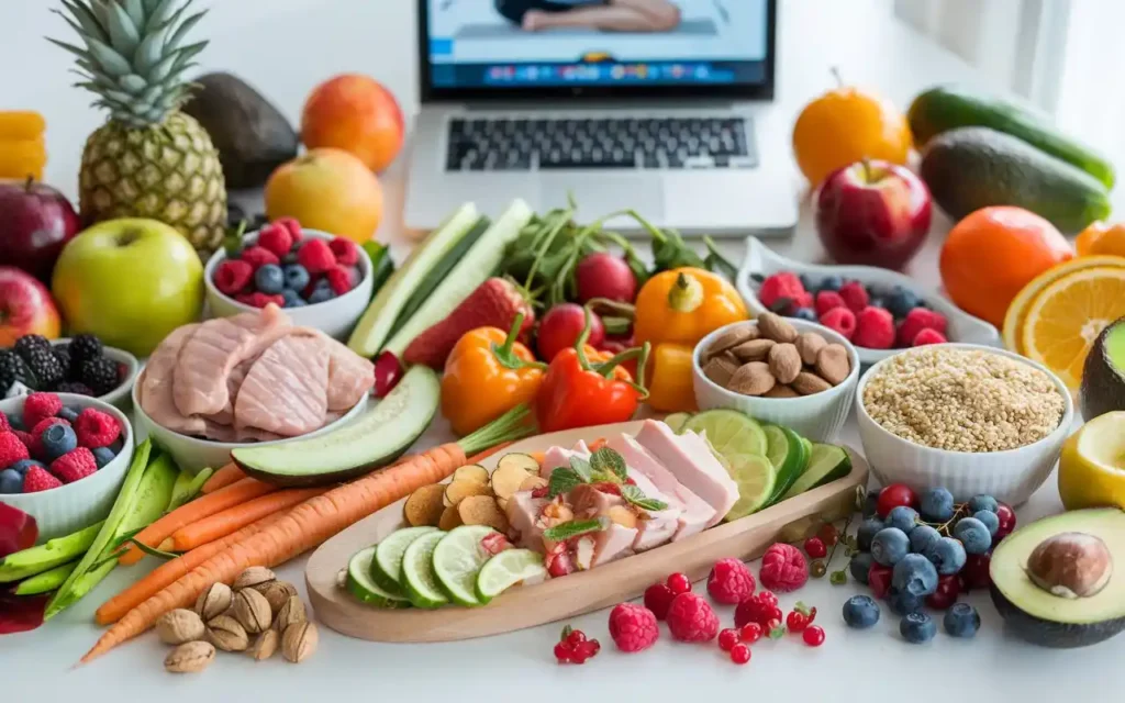 Healthy meals complementing online yoga classes for weight loss