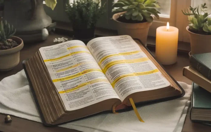 Open Bible with highlighted prayer and fasting verses