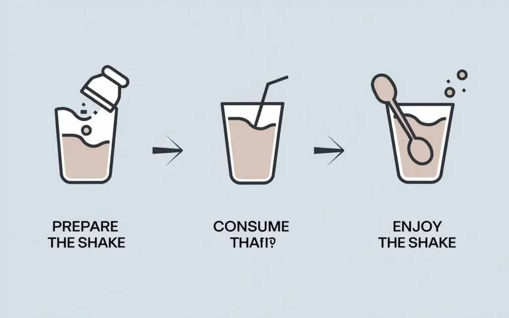 A step-by-step infographic on how to use ProLon fasting shake.
