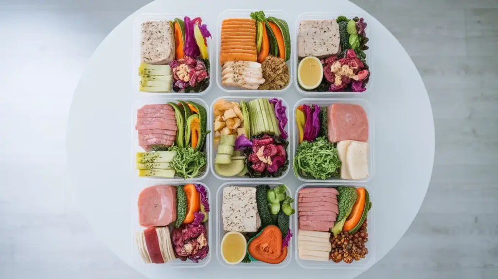 Healthy meal prep showing balanced meals for fasting benefits