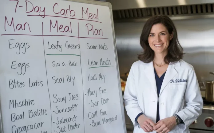 Dr. Sarah Hallberg presenting a low-carb meal plan