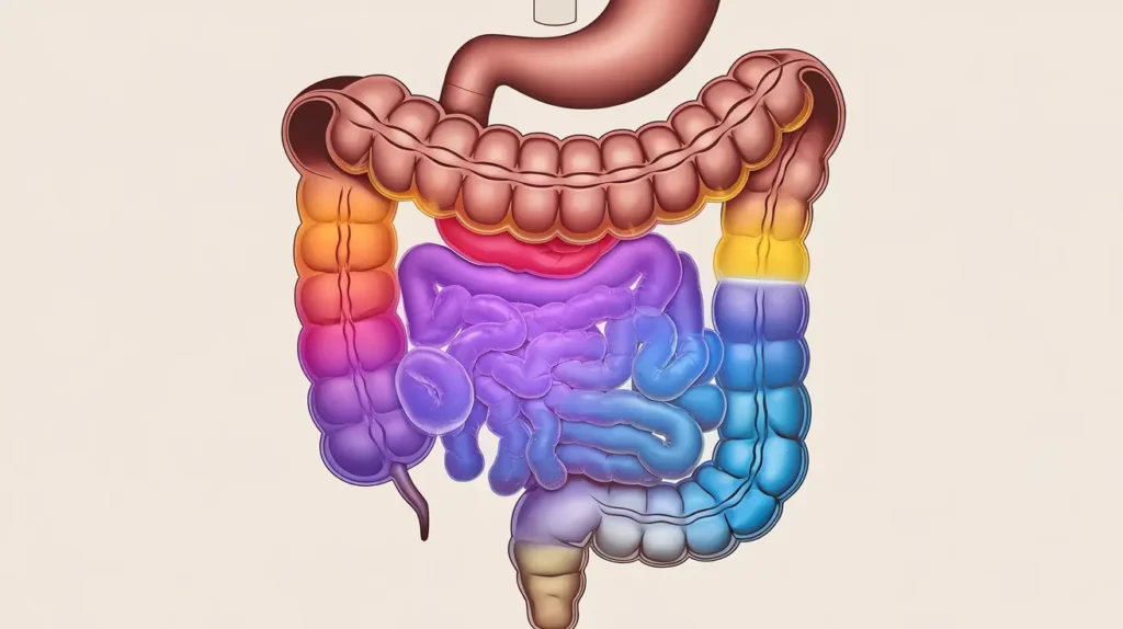 Illustration of a dog's digestive system highlighting gut health