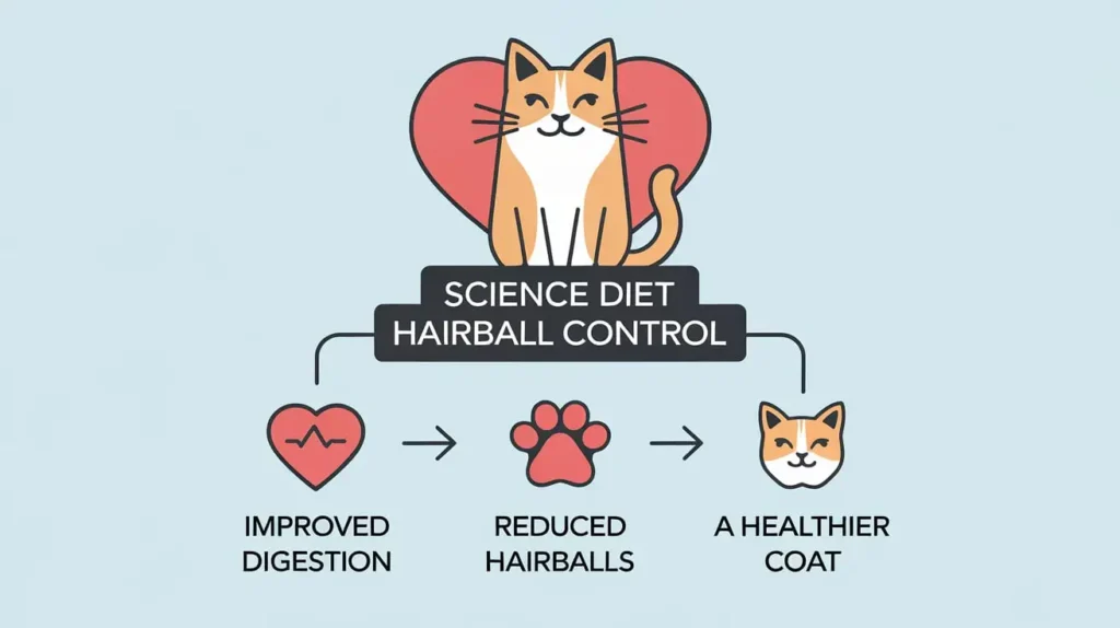 Chart showcasing the benefits of Science Diet Hairball Control for cats