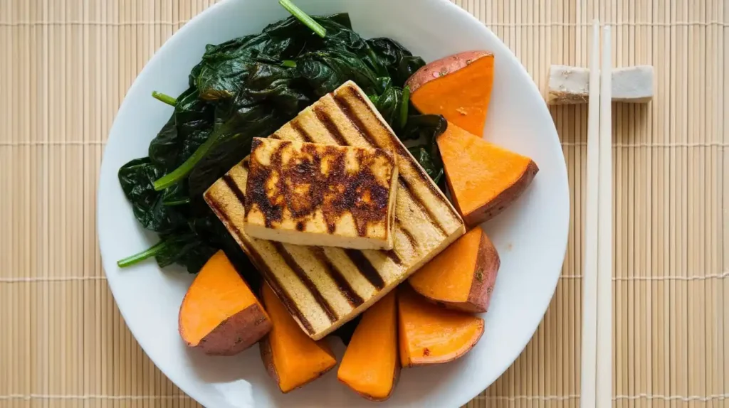 A vegan SIBO-friendly meal with tofu and vegetables