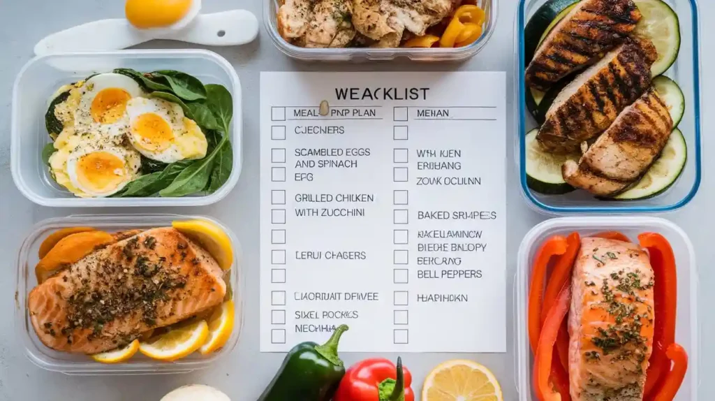 A complete SIBO meal plan featuring breakfast, lunch, and dinner ideas.