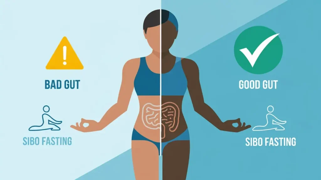  A comparison chart showing benefits of fasting for gut health.