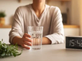 A person holding a glass of water, symbolizing the beginning of a SIBO fasting journey.