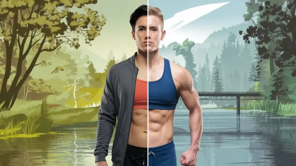 Before and after transformation of a person on the Superhuman Diet