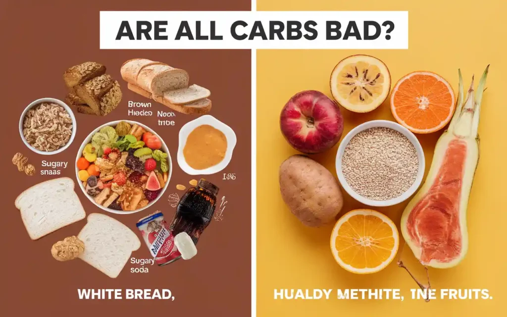 A comparison of refined vs. whole carbs to debunk the diet myth that all carbs are bad.