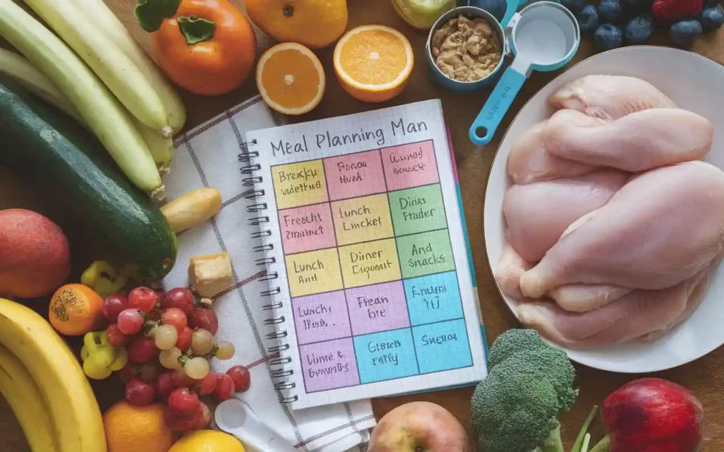 A weekly meal planner for The Human Being Diet featuring balanced meals