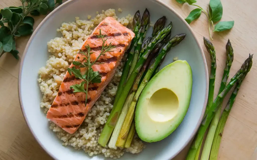 A sample Tiffany Plate Diet meal displayed with vibrant colors.
