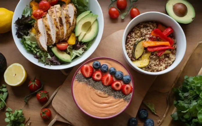 A vibrant display of healthy, balanced meals illustrating the Westchester Diet Plan