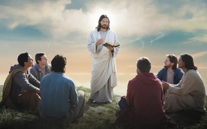 An image of Jesus teaching about fasting to His disciples, illustrating the keyword "what did Jesus say about fasting.