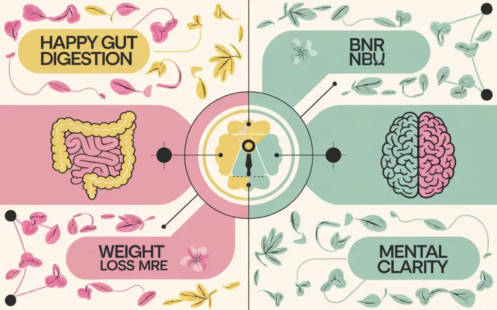 An infographic highlighting the health benefits of white fasting, such as improved digestion and weight loss