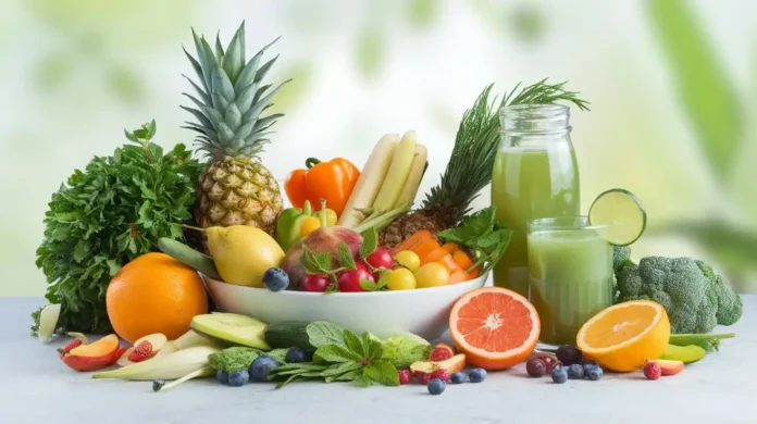 30 day cleanse diet overview with vibrant fruits and vegetables