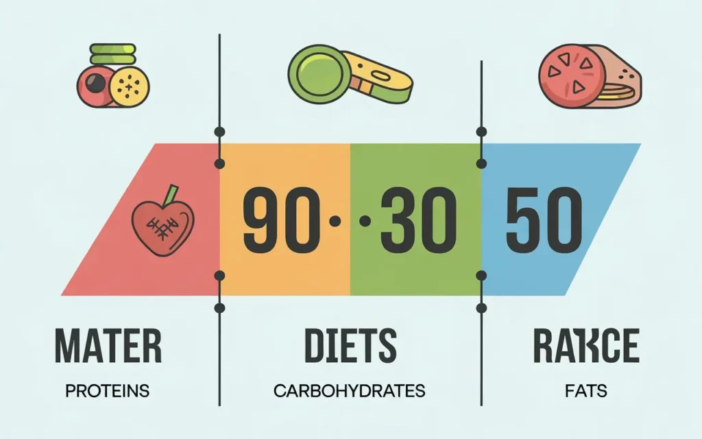 Nutritional breakdown for 90-30-50 diet meal plan