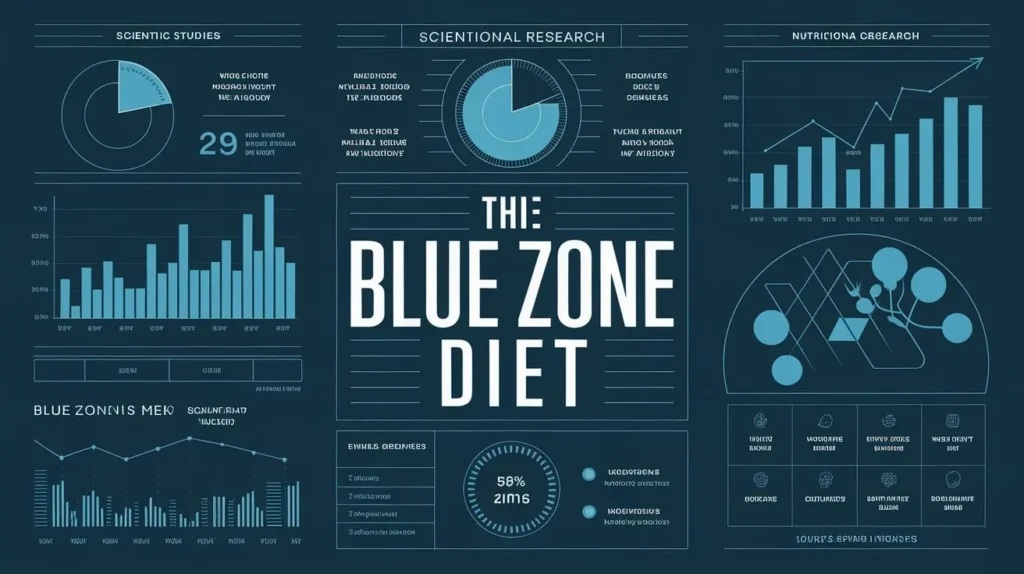 Scientific illustration for blue zone diet meal plan