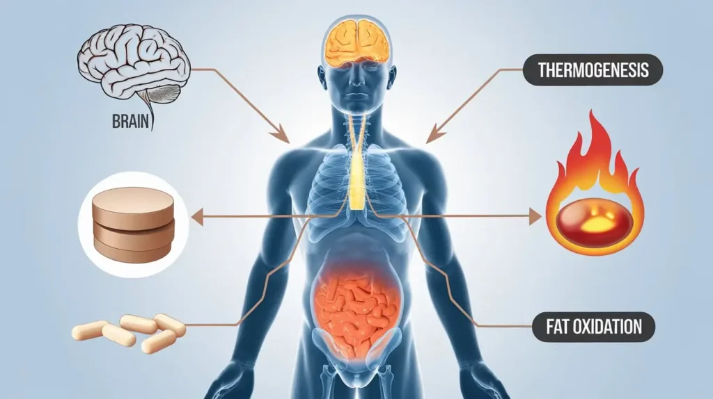 infographic of burn diet pills metabolic mechanism