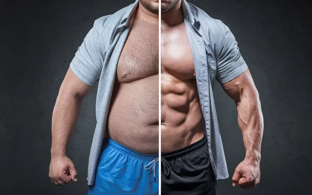 Before-and-after transformation image representing success with the cortisol diet to lose weight
