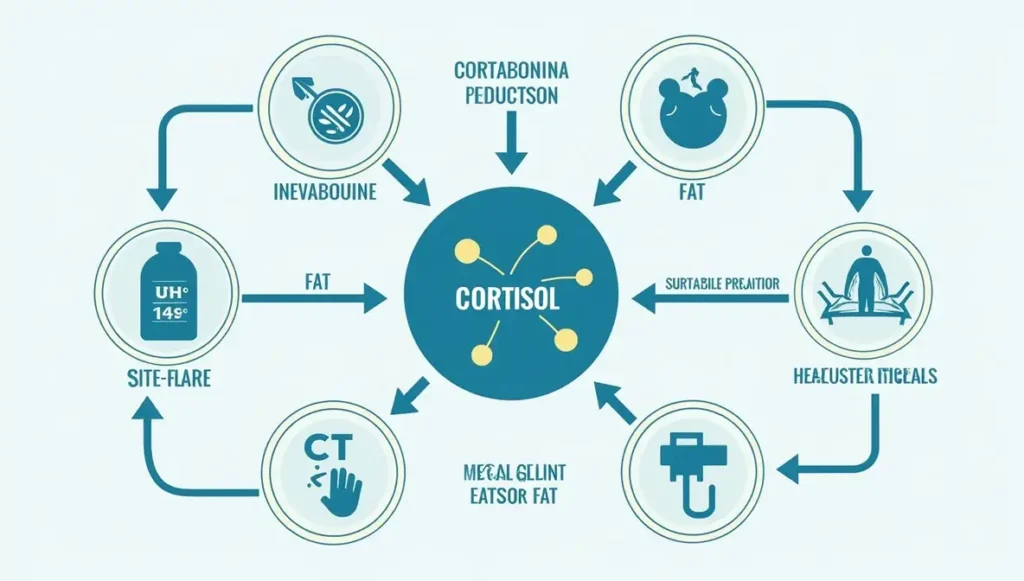 Diagram illustrating the role of cortisol in weight loss for the cortisol diet to lose weight
