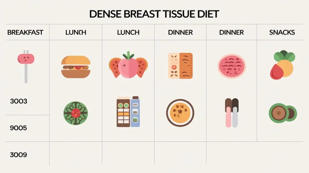 Meal plan layout for a dense breast tissue diet