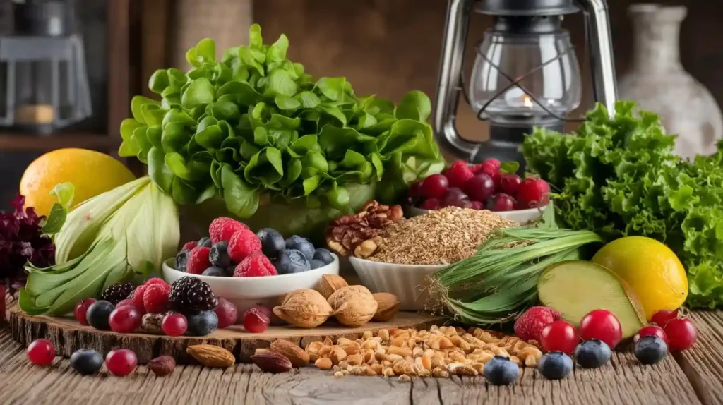 Image representing diet for lipedema with a variety of nutritious foods on display