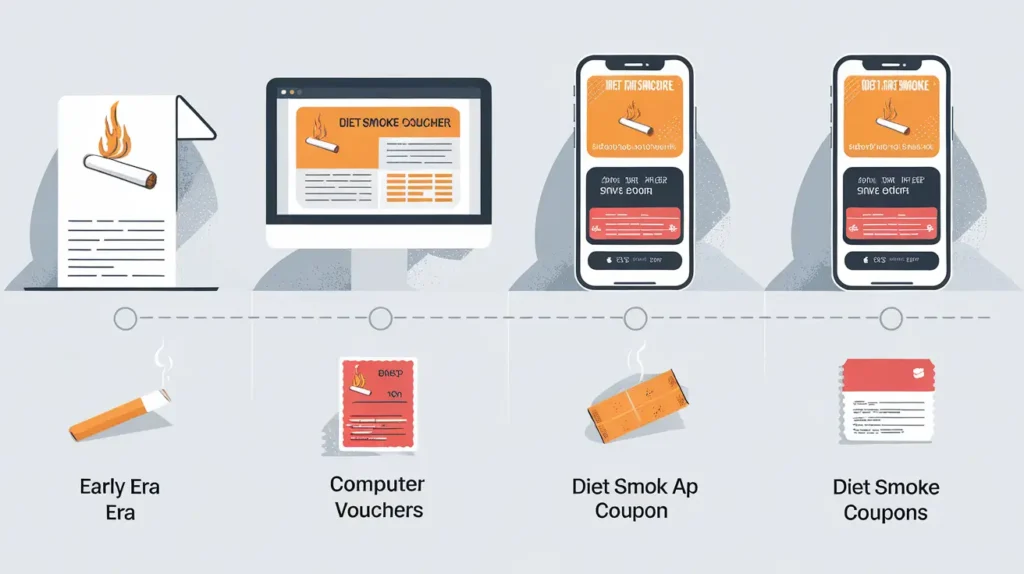 Diet smoke coupon evolution timeline illustration